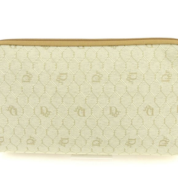 Authentic Dior clutch bag Logo Beige Brown Gold Women Men - Picture 2 of 8